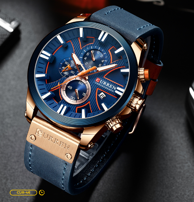 Reloj Curren Casual Cuero Azul CUR-46 8360-01 para Hombre