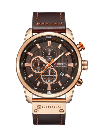 Reloj Curren Casual Marrón Dorado Cuero CUR-101 8291-RGC para Hombre