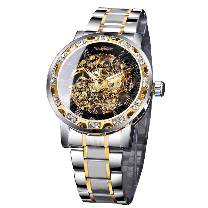 Reloj Forsining Casual Acero Plateado Dorado Negro FOR-22 CH0111 para Hombre