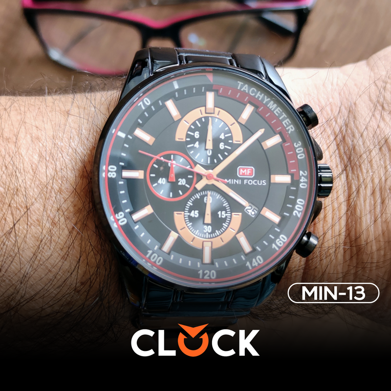 Reloj Minifocus Casual Elegante Acero Negro MIN-13 0278-SB para Hombre