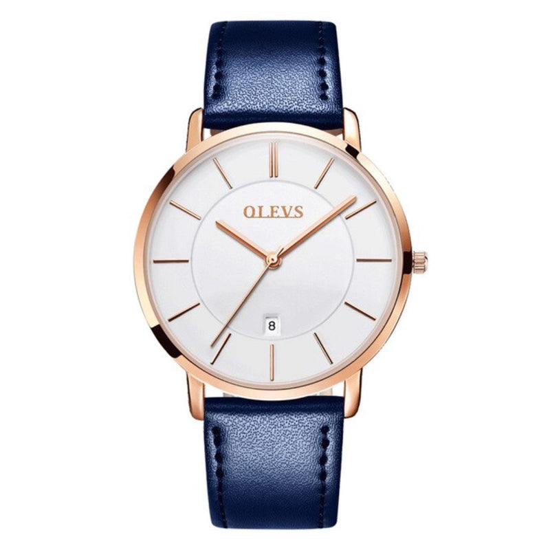 Reloj Olevs Casual Cuero Azul Blanco OLE-4 5869-BRW para Hombre