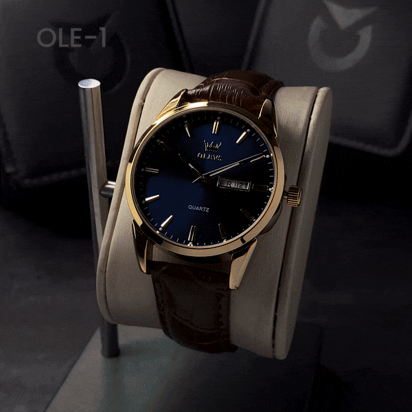 Reloj Olevs Casual Cuero Marrón Azul OLE-1 6898 para Hombre