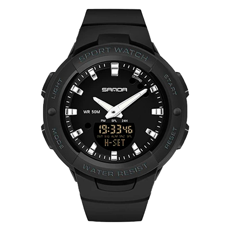 Reloj Sanda Deportivo Analógico Digital Negro Silicona SAN-18 6105-B para Hombre