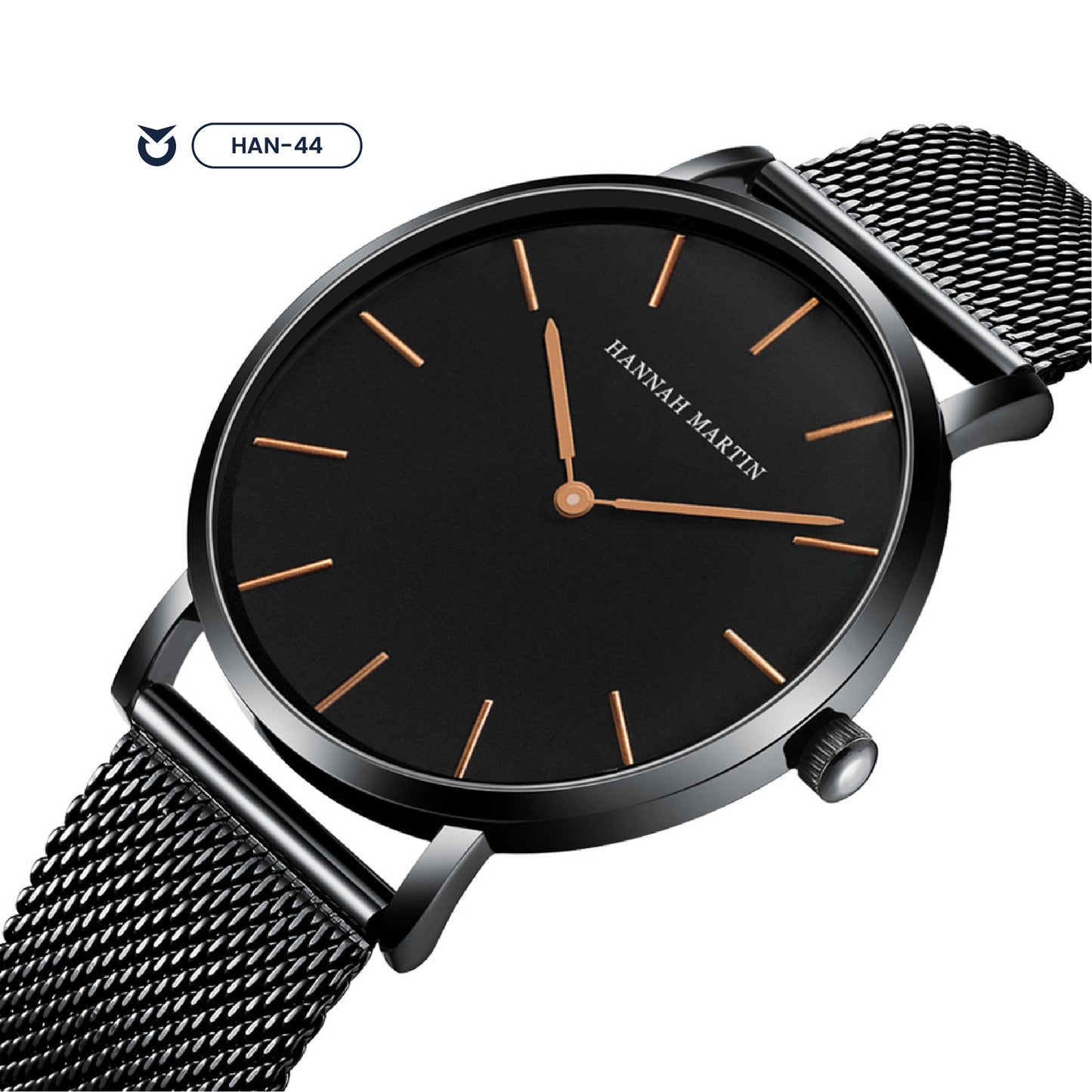 RELOJ HANNAH MARTIN ORIGINAL ELEGANTE NEGRO Y PLATEADO HM-CH02 | HAN-43 - HAN-44