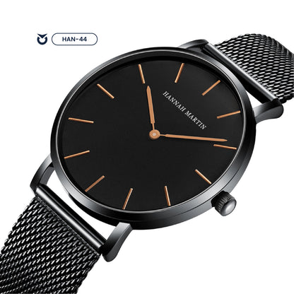 RELOJ HANNAH MARTIN ORIGINAL ELEGANTE NEGRO Y PLATEADO HM-CH02 | HAN-43 - HAN-44