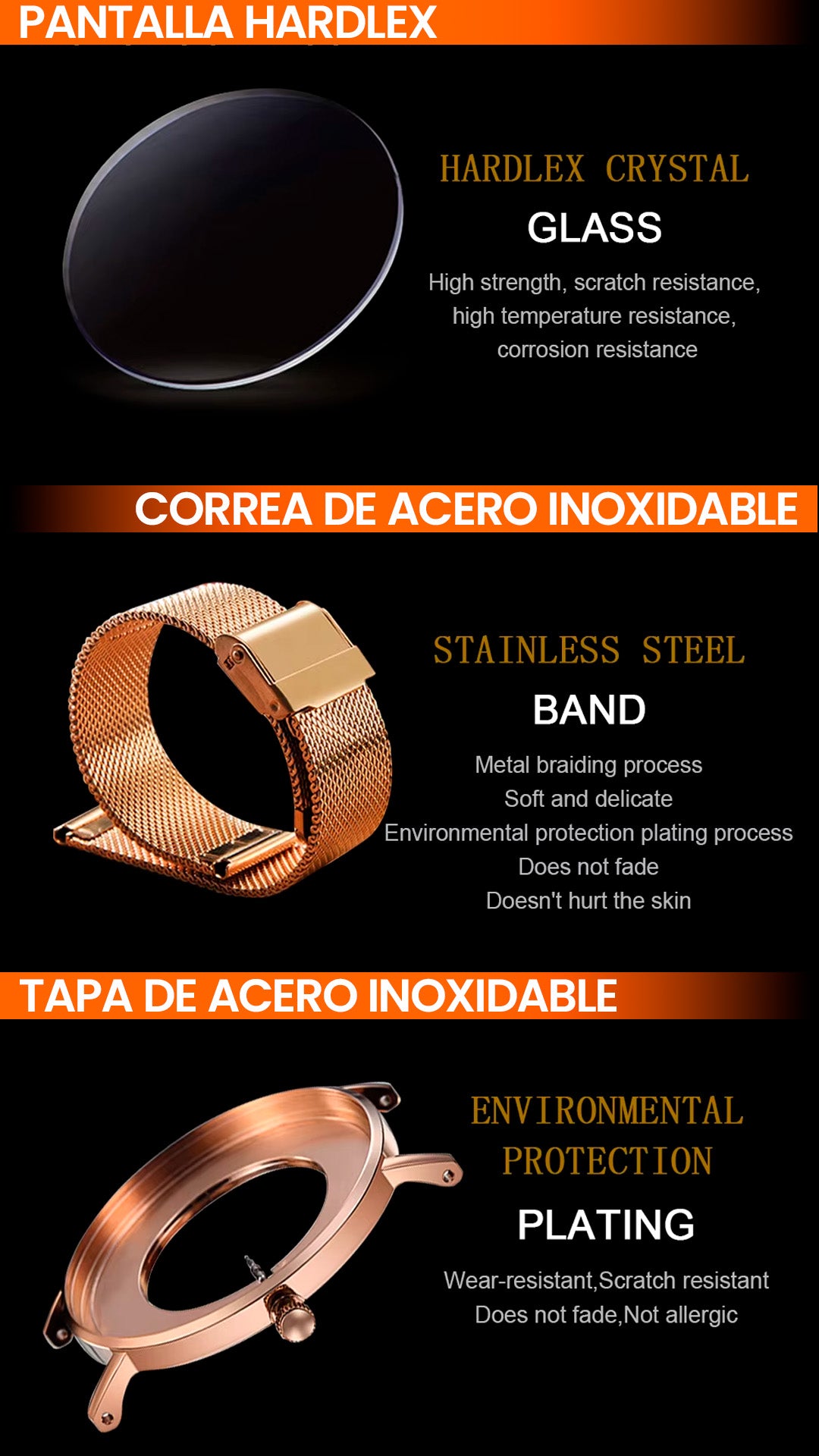 RELOJ HANNAH MARTIN ORIGINAL ELEGANTE NEGRO Y PLATEADO HM-CH02 | HAN-43 - HAN-44