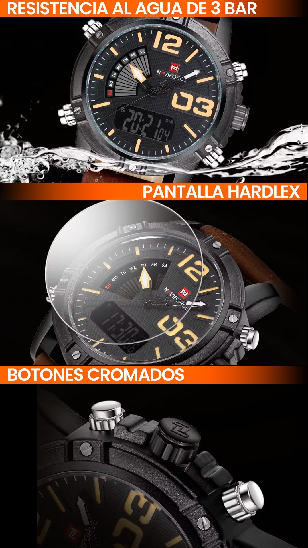 RELOJ NAVIFORCE MARRON DE CUERO  9095 | NAV-16, NAV-108