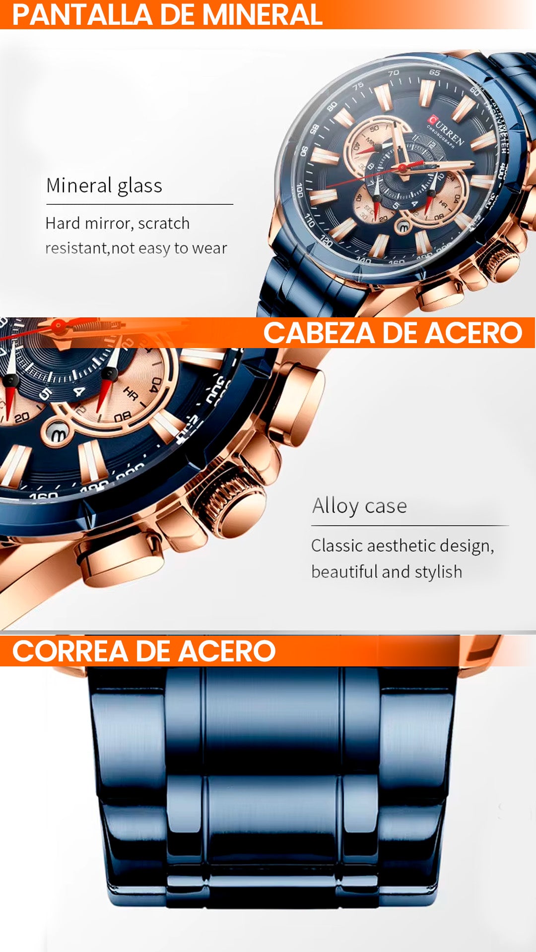 RELOJ CURREN 8363 QUARTZ NEGRO I PLATEADO I AZUL | CUR-31, CUR-32, CUR-33, CUR-75