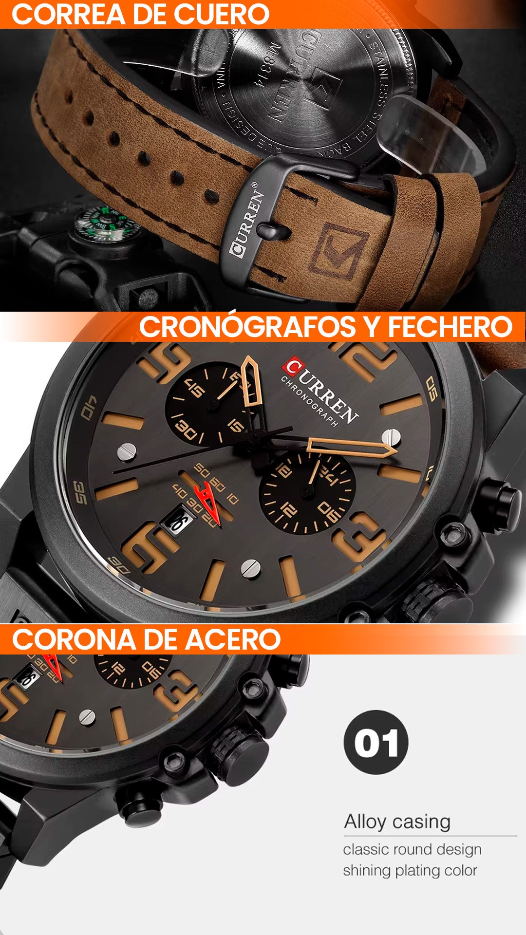 RELOJ CURREN 8314 ORIGINAL MARRÓN Y NEGRO | CUR-27, CUR-87, CUR-110