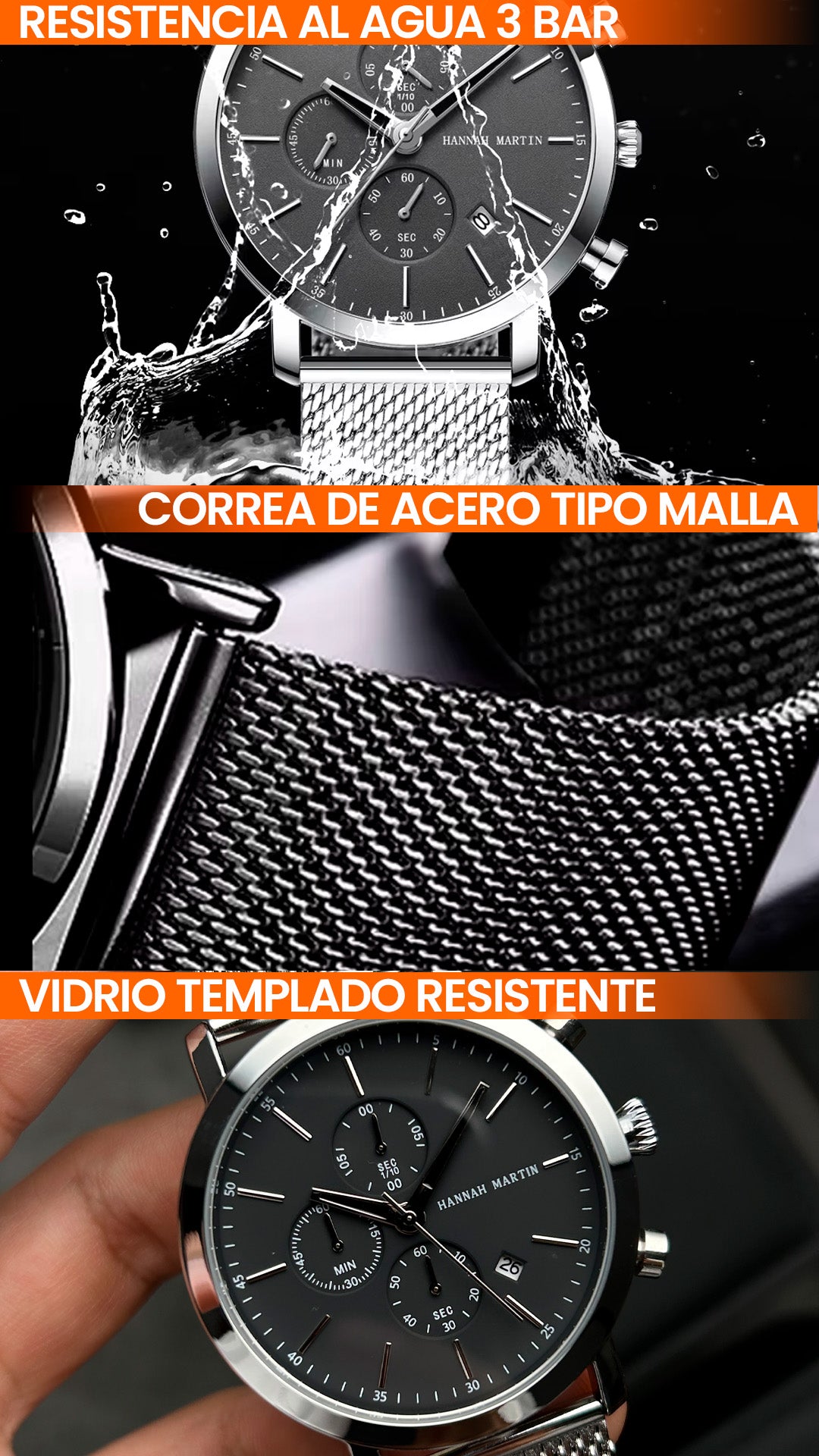 RELOJ HANNAH MARTIN ELEGANTE NEGRO | SKU: HAN-5, HAN-61, HAN-66, HAN-100, HAN-101, HAN-102