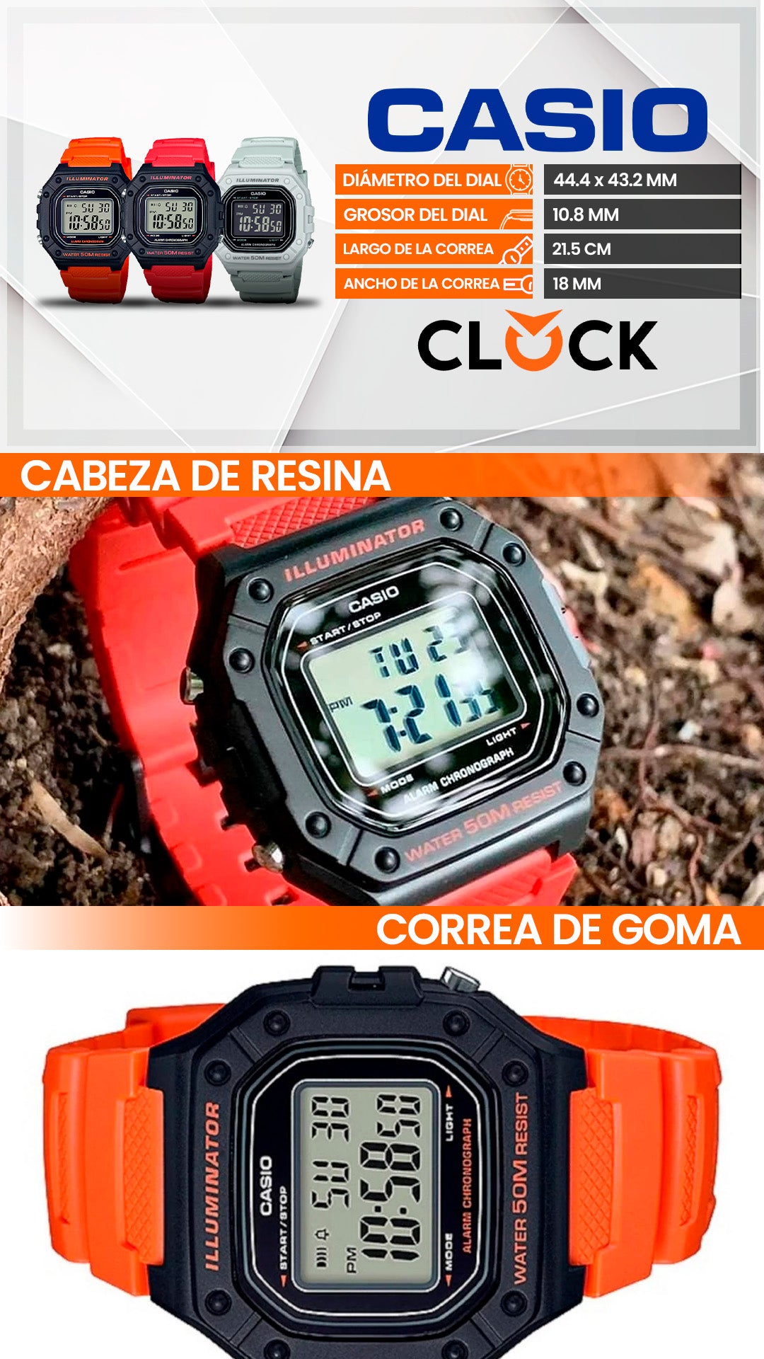 W-218H | RELOJ CASIO DIGITAL HOMBRE