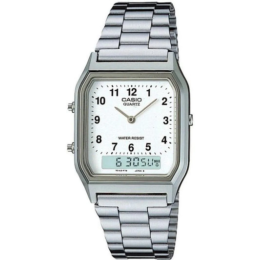 AQ-230 | RELOJ CASIO ORIGINAL DE ACERO PLATEADO DORADO | CAS-108, CAS-24