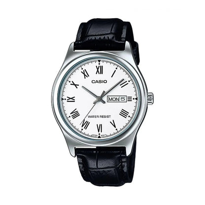 MTP-V006 | RELOJ CASIO ORIGINAL DE CUERO NEGRO | CAS-241, CAS-242