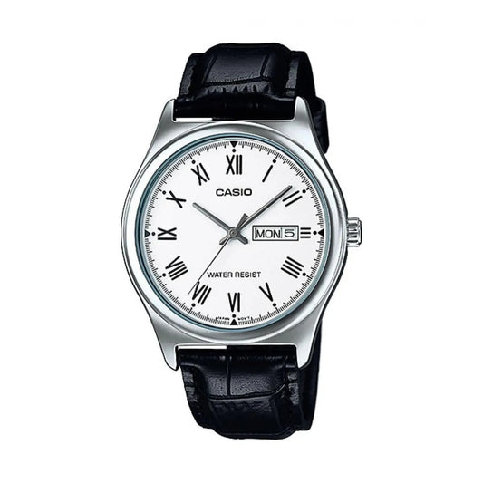 MTP-V006 | RELOJ CASIO ORIGINAL DE CUERO NEGRO | CAS-241, CAS-242