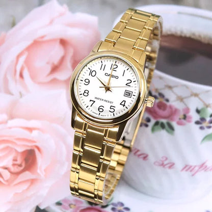 MTP-V002 | RELOJ CASIO ORIGINAL DE ACERO DORADO/PLATEADO