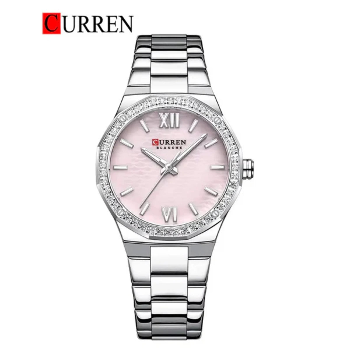 RELOJ CURREN MUJER ORIGINAL ELEGANTE PLATEADO ROSADO 9103