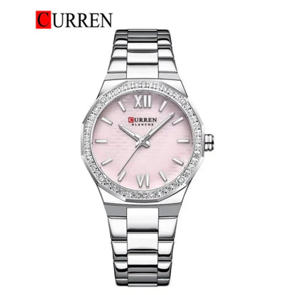 RELOJ CURREN MUJER ORIGINAL ELEGANTE PLATEADO ROSADO 9103