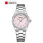 RELOJ CURREN MUJER ORIGINAL ELEGANTE PLATEADO ROSADO 9103