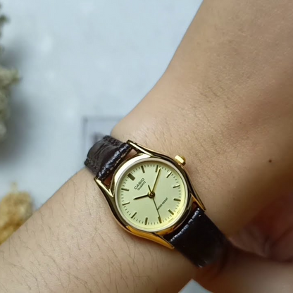 LTP-1094 | RELOJ CASIO ORIGINAL DE CUERO DORADO | CAS-173, CAS-174, CAS-175
