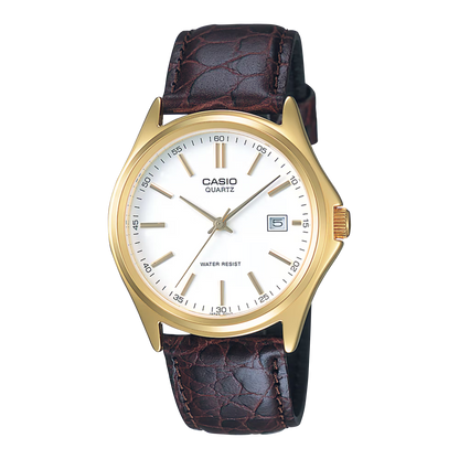 MTP-1183 | RELOJ CASIO ORIGINAL DE CUERO DORADO/NEGRO