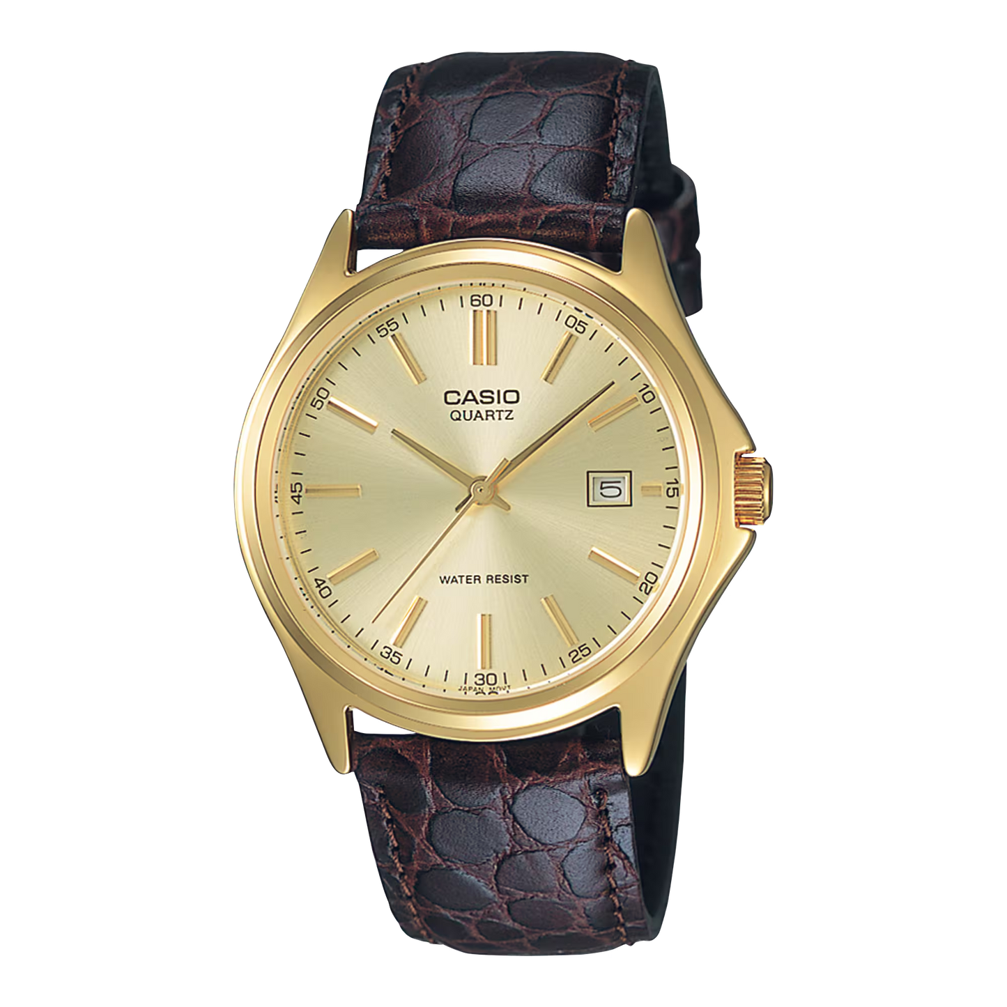 MTP-1183 | RELOJ CASIO ORIGINAL DE CUERO DORADO/NEGRO