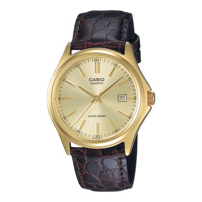 MTP-1183 | RELOJ CASIO ORIGINAL DE CUERO DORADO/NEGRO
