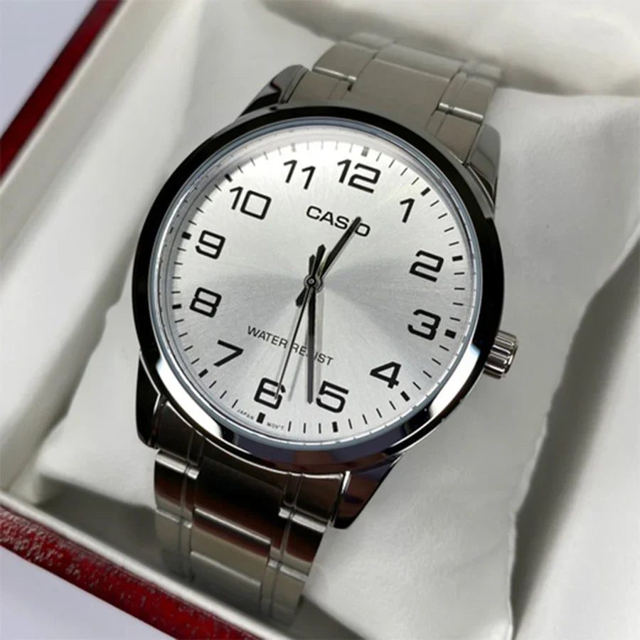 MTP-V001D/LTP-V001D RELOJES CASIO DE ACERO PARA PAREJA DE COLOR PLATEADO | CAS-2, CAS-202