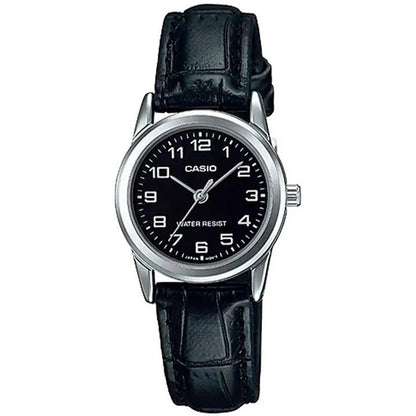 MTP-V001L-1B/LTP-V001L-1B RELOJ CASIO DE CUERO PARA PAREJA DE COLOR NEGRO | CAS-40, CAS-229