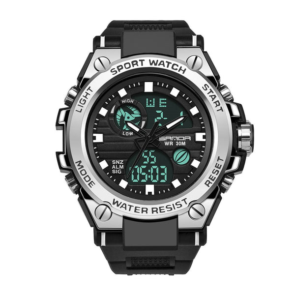 RELOJ SANDA - DEPORTIVO NEGRO PLATEADO | SKU: SAN-5