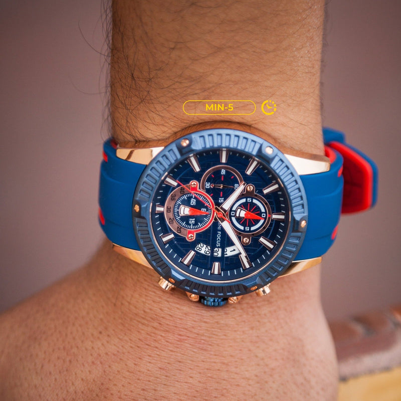 RELOJ MINIFOCUS - AZUL CON ROJO | SKU: MIN-5 - CLOCK-PERU