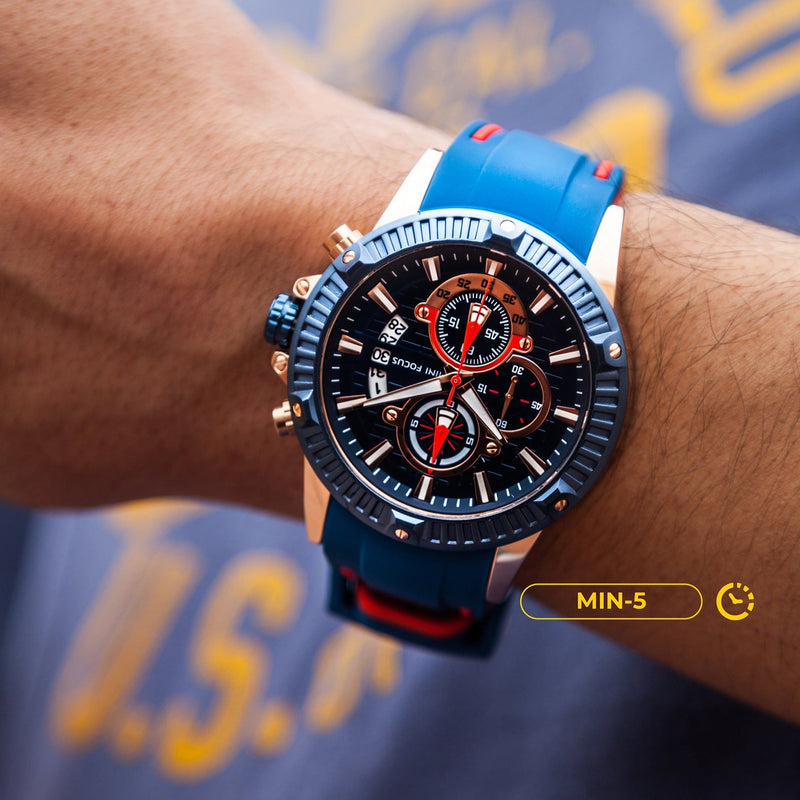 RELOJ MINIFOCUS - AZUL CON ROJO | SKU: MIN-5 - CLOCK-PERU