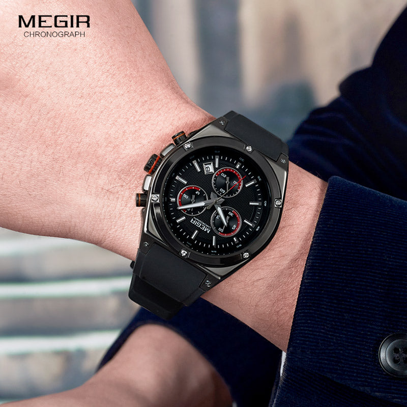 RELOJ MEGIR - NEGRO DE GOMA | SKU: MEG-18 - CLOCK-PERU