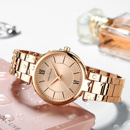RELOJ MINIFOCUS MUJER - LUJO DORADO ROSADO | SKU: MIN-17