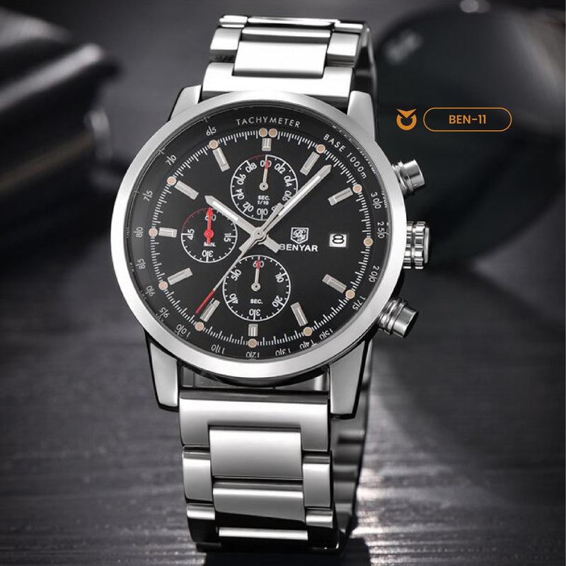 RELOJ BENYAR PLATEADO 5102 
ELEGANTE PARA HOMBRE - COLOMBIA 