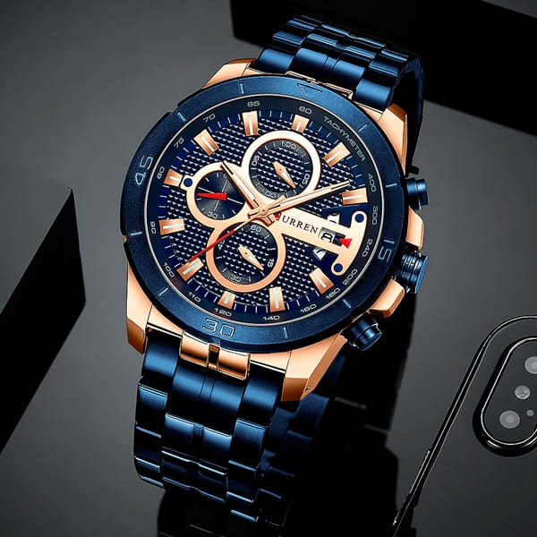 RELOJ CURREN AZUL 8337  CUR-72 ELEGANTE PARA HOMBRE - COLOMBIA 