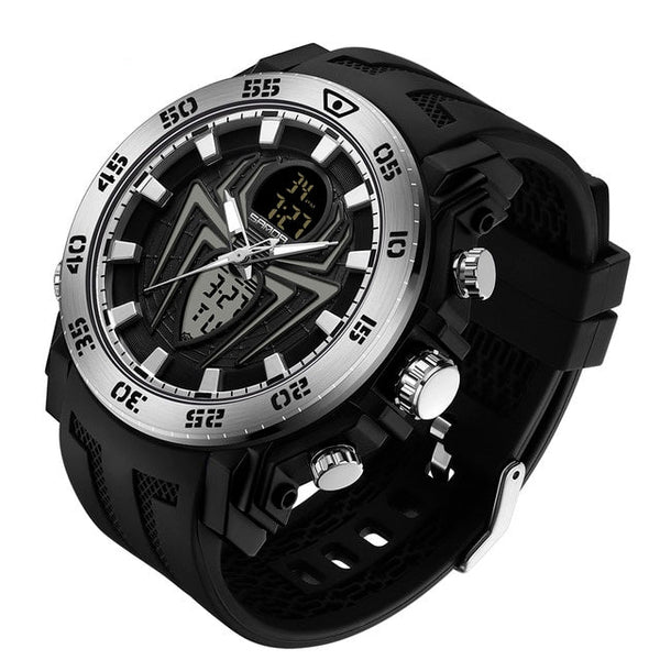 RELOJ SANDA NEGRO Y PLATEADO 6111 
DEPORTIVO PARA HOMBRE - COLOMBIA 