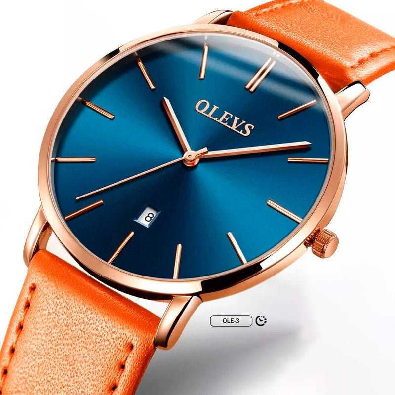 RELOJ OLEVS MARRÓN AZUL CLÁSICO | SKU: OLE-3