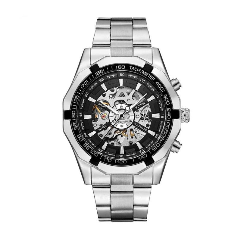 Reloj Forsining Casual Acero Plateado Negro FOR-3 TM-340SB para Hombre