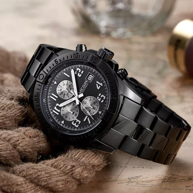 RELOJ MEGIR 2030 NEGRO 
MEG-34 DISEÑO EXCLUSIVO PARA HOMBRE