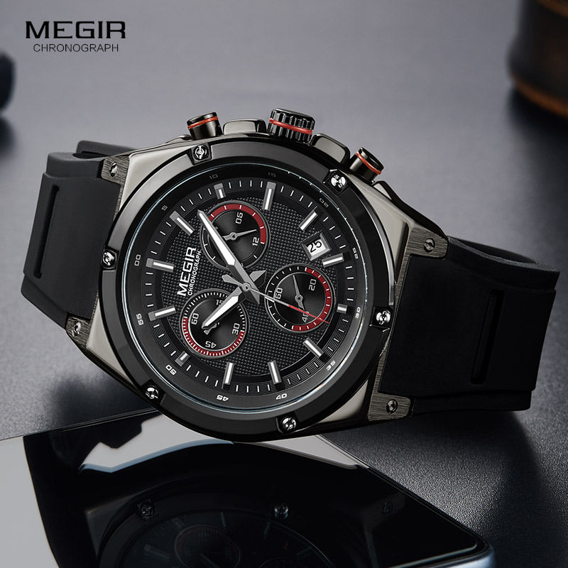 RELOJ MEGIR - NEGRO DE GOMA MEG-18 - CLOCK COLOMBIA