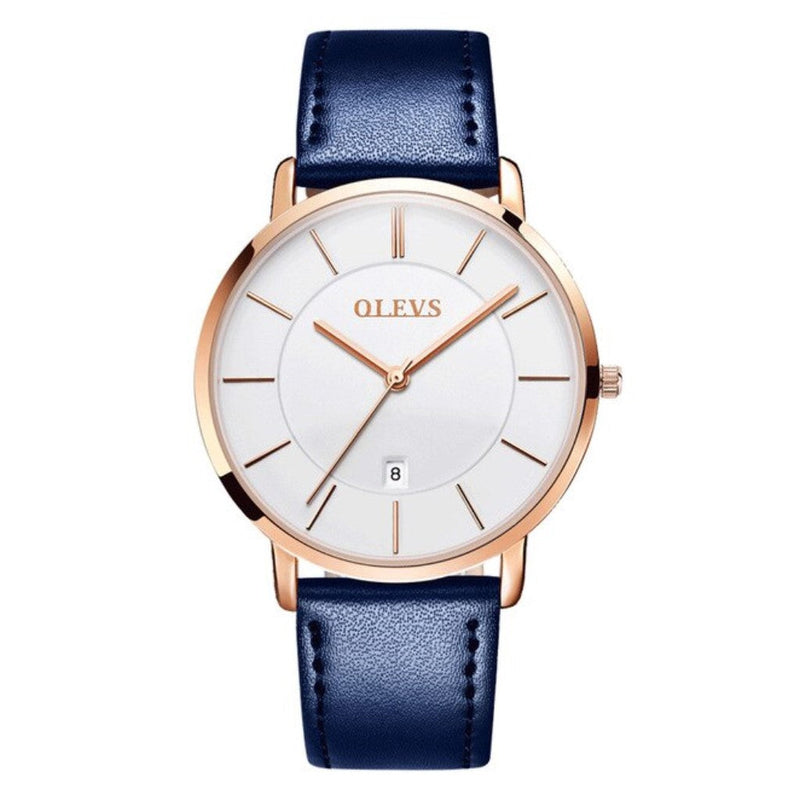 Reloj Olevs Casual Cuero Azul Blanco OLE-4 5869-BRW para Hombre 