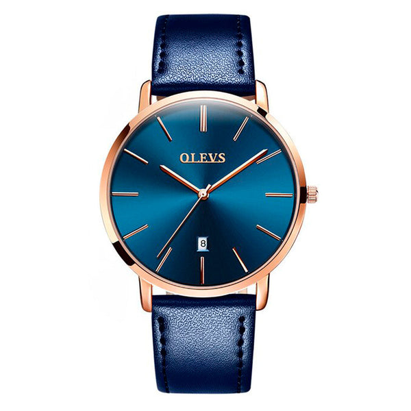 Reloj Olevs Casual Cuero Azul Dorado OLE-2 5869-BG para Hombre 