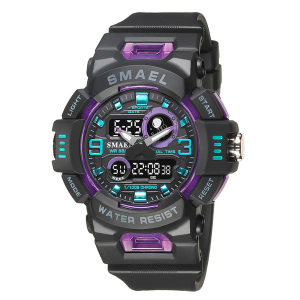 Reloj Smael Deportivo Negro Morado Goma SMA-18 8063 para Hombre