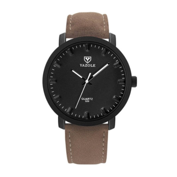 Reloj Yazole Casual Cuero Marrón Negro YAZ-6 320-3 para Hombre