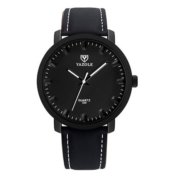 Reloj Yazole Casual Elegante Cuero Negro YAZ-5 320-2 para Hombre